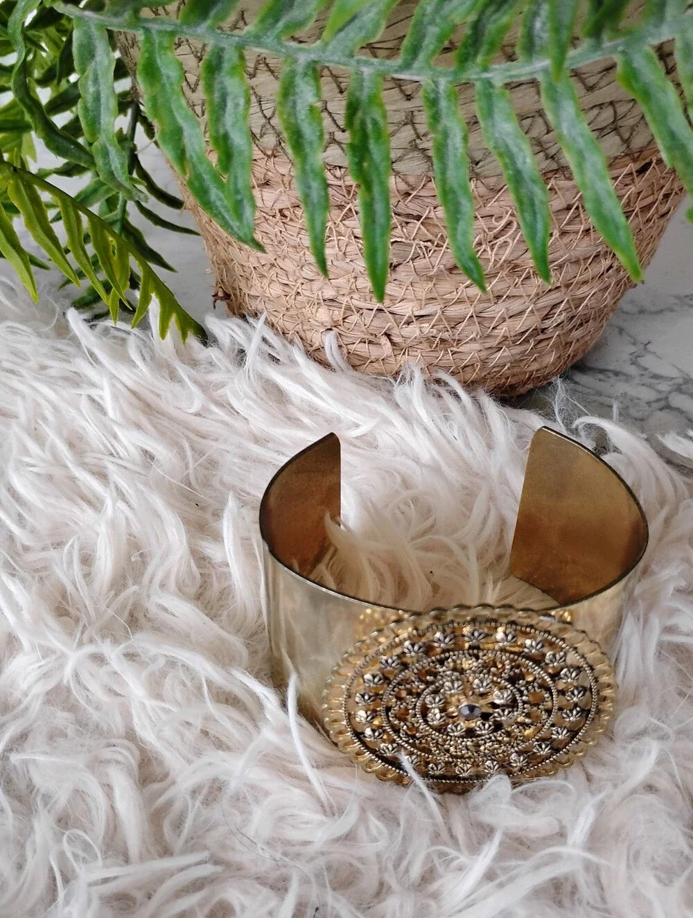 Gold-Tone Filigree Cuff Bracelet - Elegant Women's Accessory